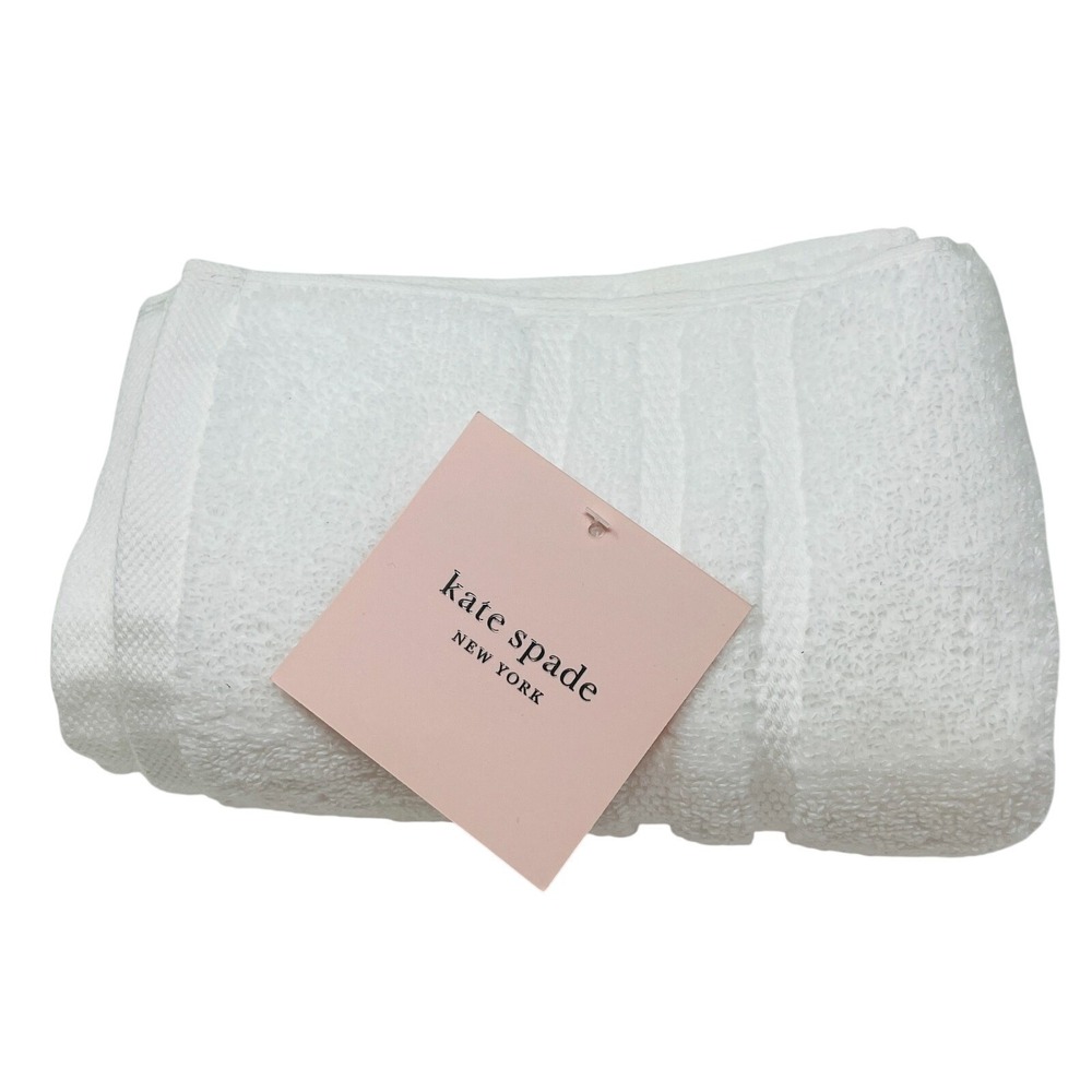 NWT Kate Spade Hand Towel White 16" X 30" 100% Cotton Oeko Tex Stripes